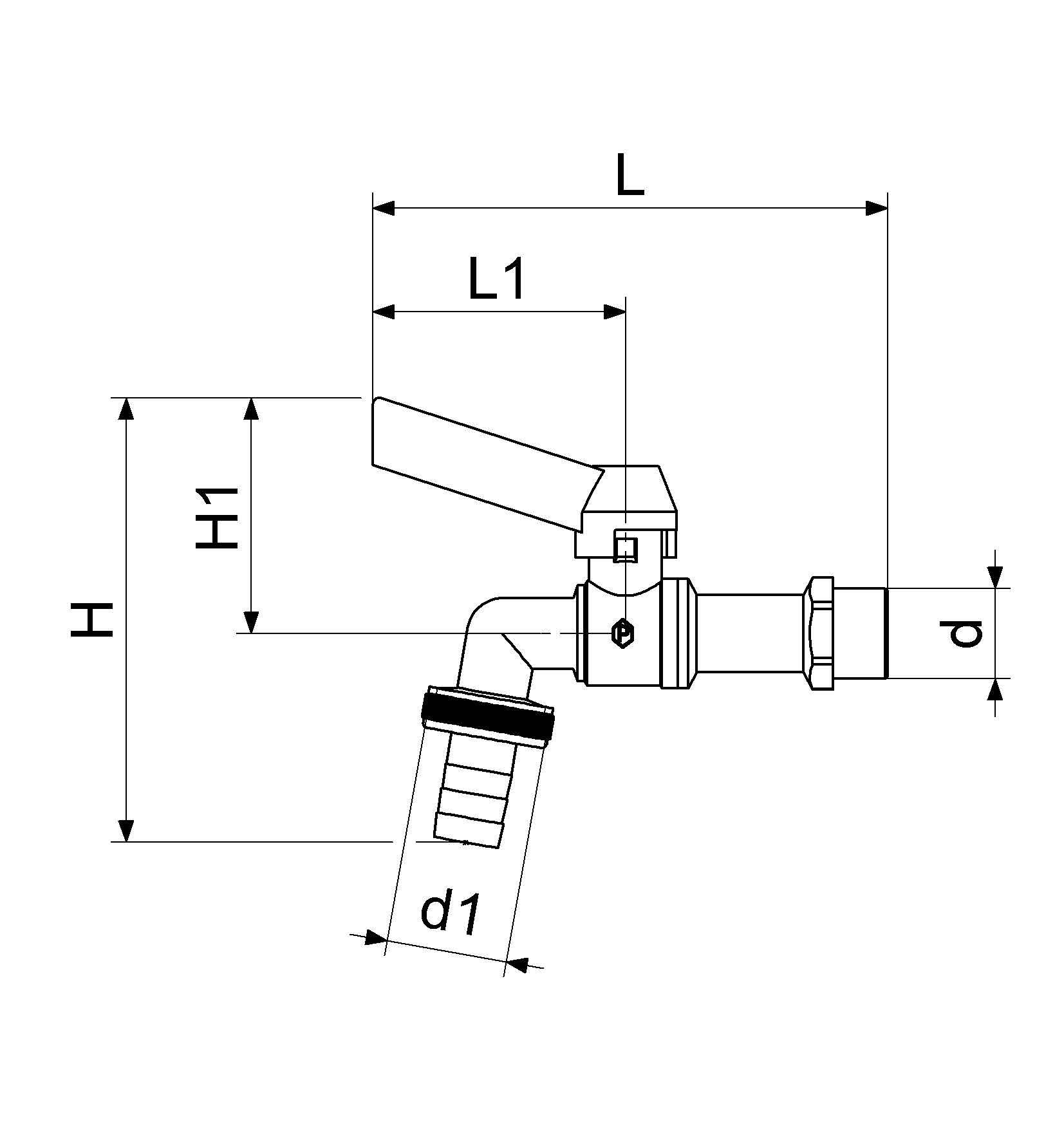 JS KUGEL-AUSLAUFHAHN,SCHWER,DN15 1/2",HEBELGRIFF BLAU,MATT VERCHR.