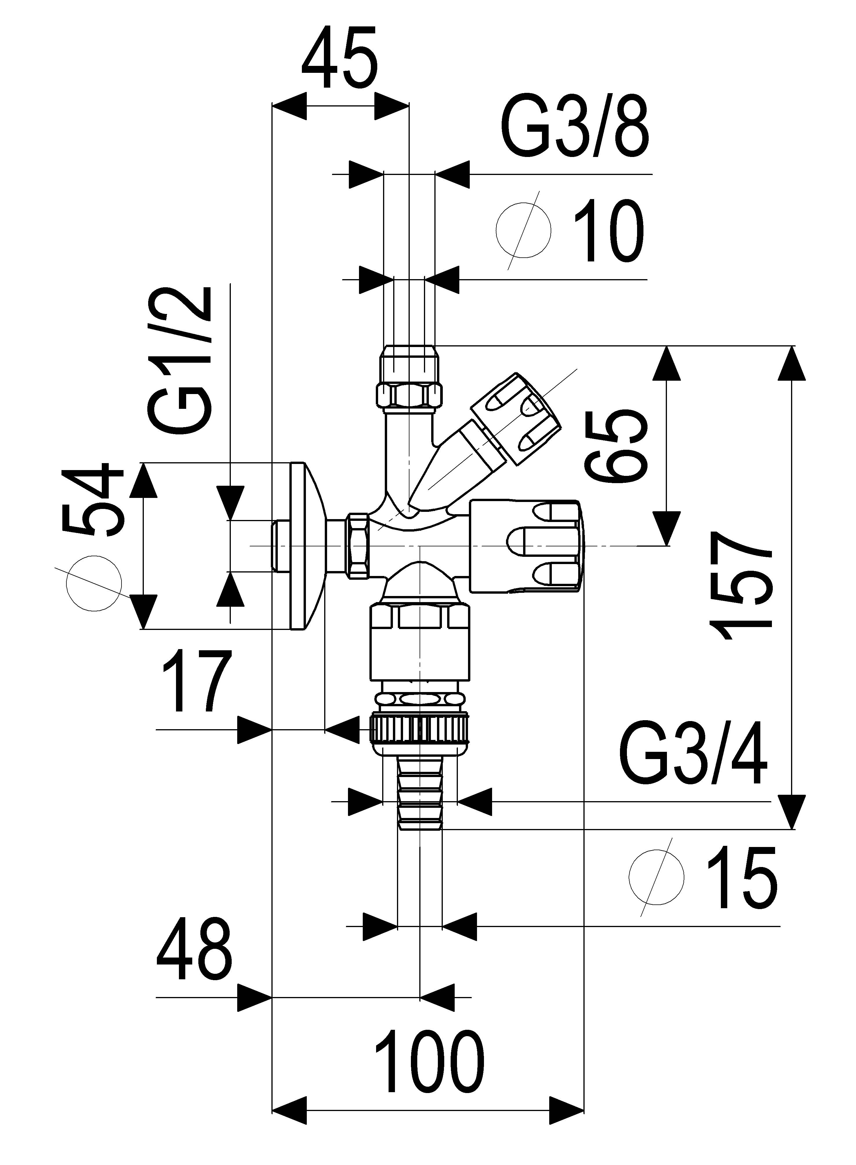 JS KOMBI-ECKVENTIL,NICHT SELBSTD. RB,SV,DESIGNGRIFF,1/2",POL.VERCHR