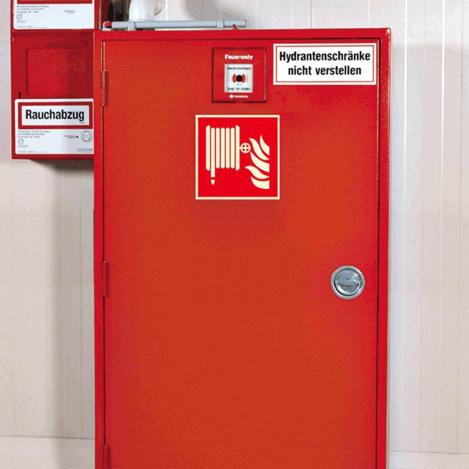 PERMALIGHT® power langnachleuchtend Brandschutzzeichen Löschschlauch, ASR/ISO, Folie, 150x150mm