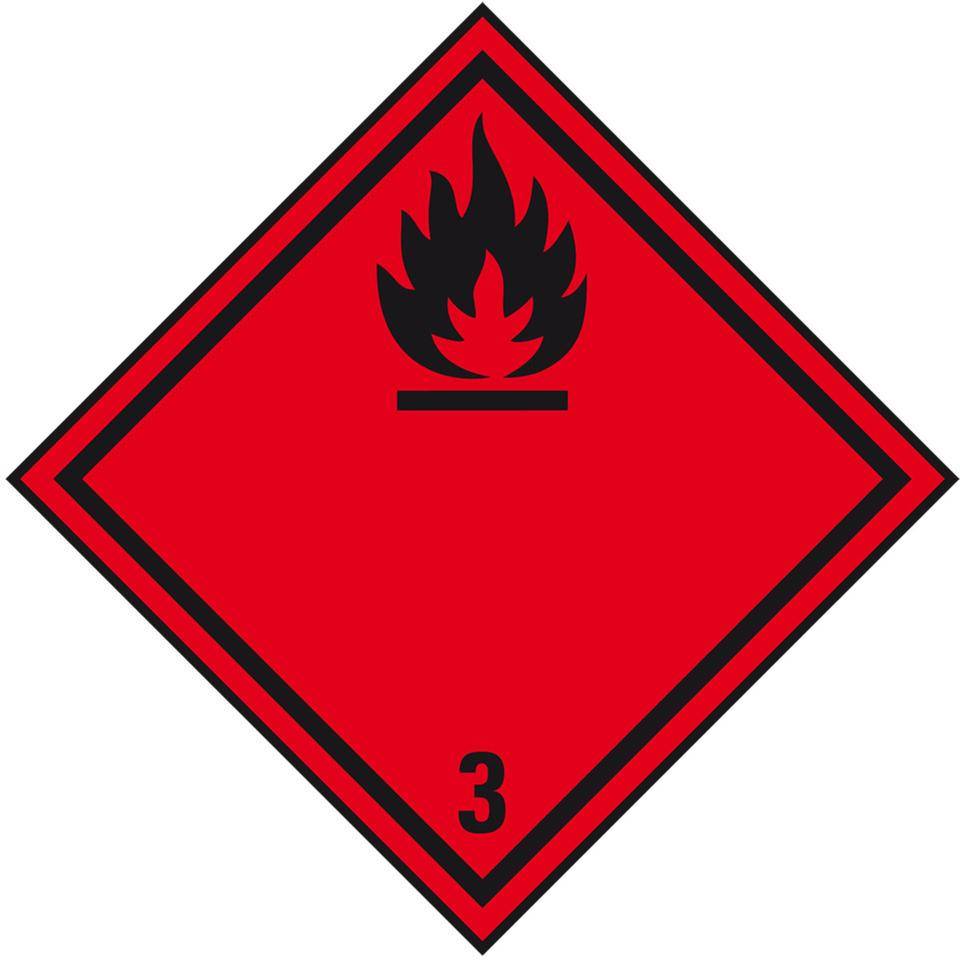 Verpackunsgkennzeichen Flamm.Liquid, Klasse 3, Folie, außen gewickelt, 100x100mm, 500/Rolle