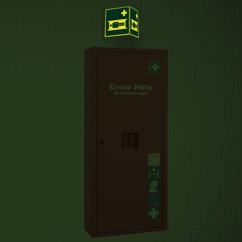 PERMALIGHT® power langnachleuchtend Nasenschild Krankentrage, ASR/ISO, Kunststoff, 200x200mm