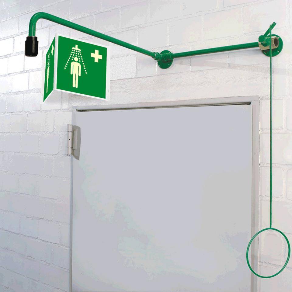 PERMALIGHT® power langnachleuchtend Nasenschild Notdusche, ASR/ISO, Kunststoff, 200x200mm