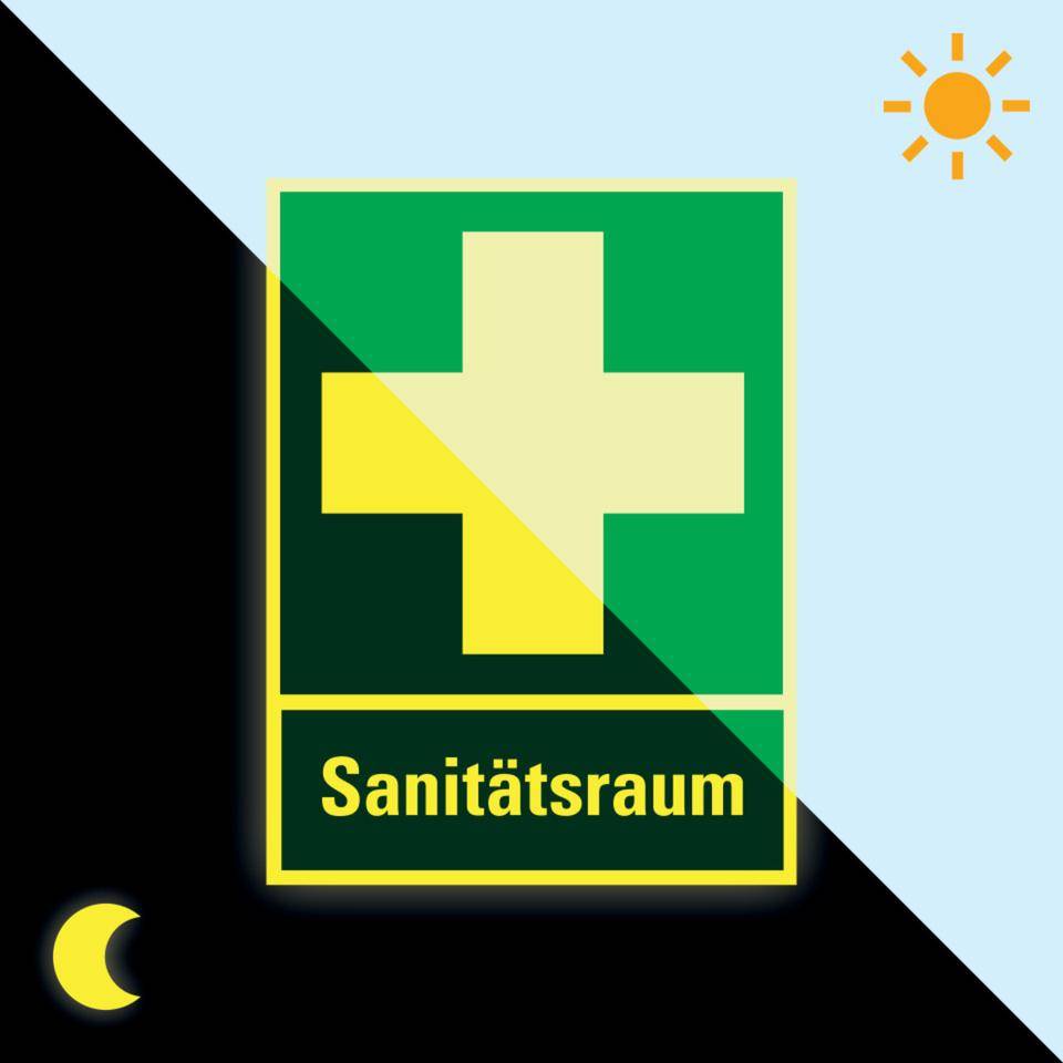 PERMALIGHT® power langnachleuchtend Rettungs-Kombischild Sanitätsraum, ASR/ISO, Kunststoff, 300x400mm