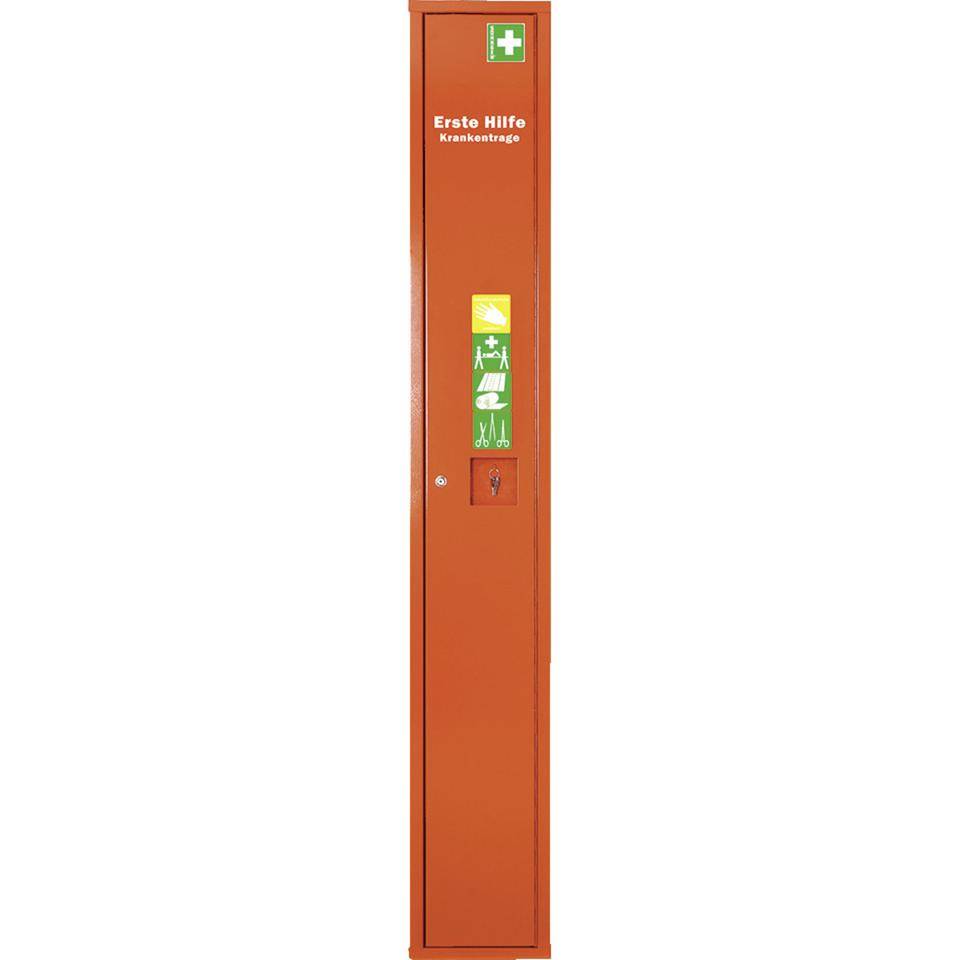 SÖHNGEN® Sanitätsschrank Lean, gefüllt, mit Krankentrage, orange,300x2000x200mm