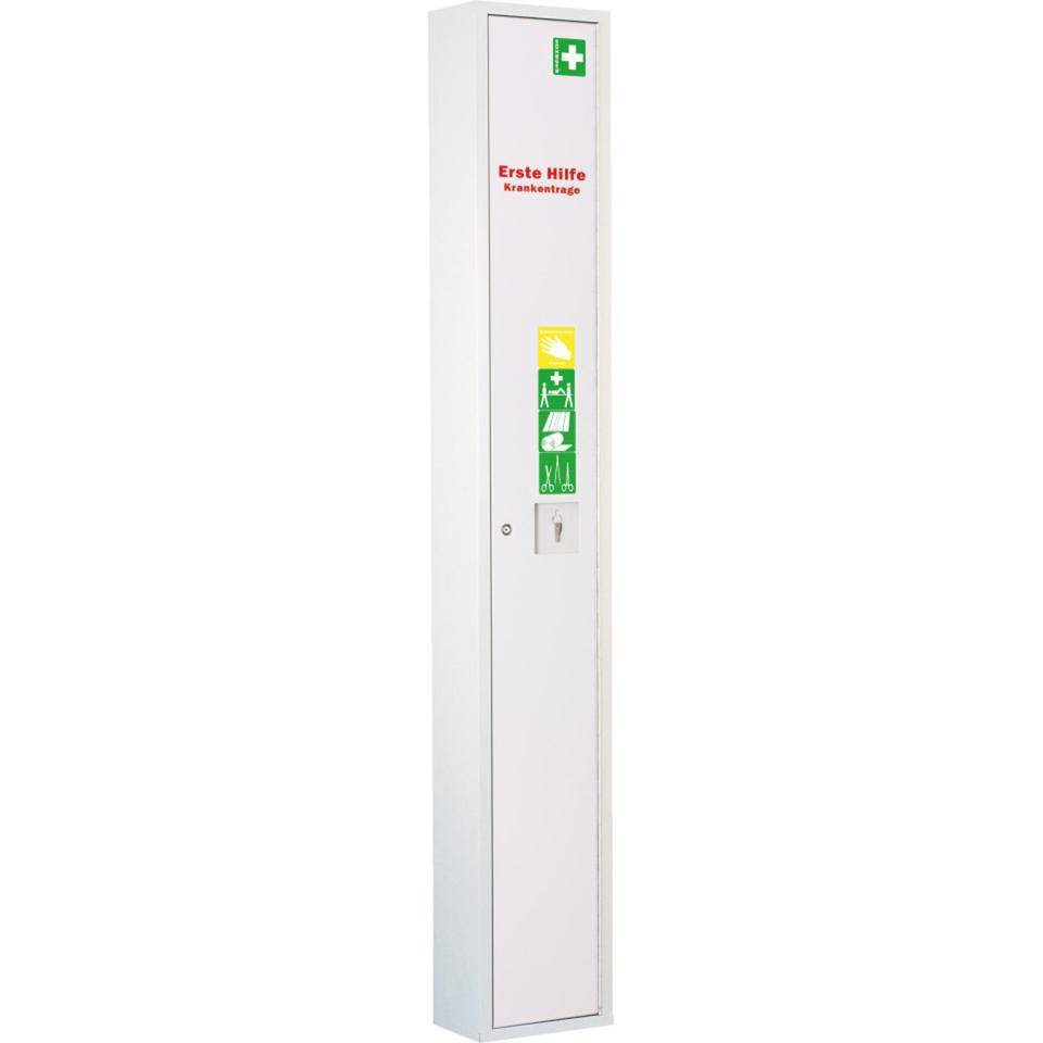 SÖHNGEN® Sanitätsschrank Lean, gefüllt, mit Krankentrage, weiß, 300x2000x200mm