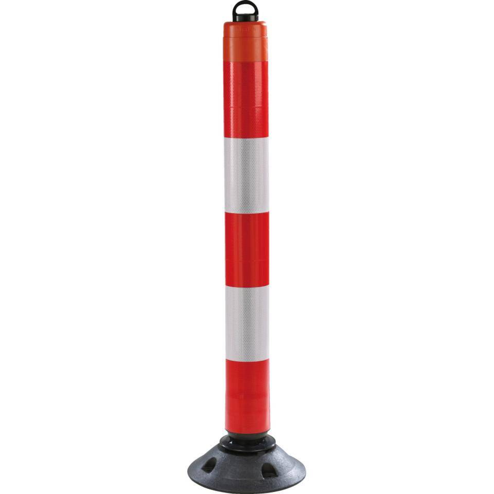 K.57 Absperrpfosten ParkPin mit Fuß, mit Ösenkappe, rot/weiß, Ø 100mm, 1050mm