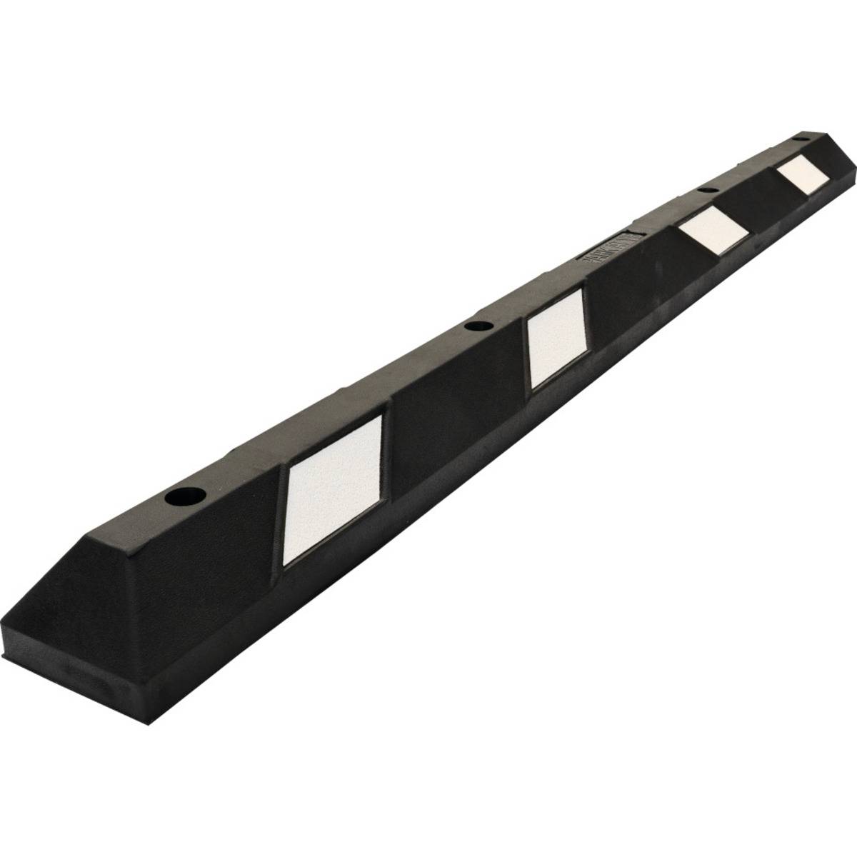 Ein schwarzer Parkplatzanschlag mit weißen reflektierenden Panels, entworfen zur Kontrolle und Sicherheit beim Abstellen von Fahrzeugen.