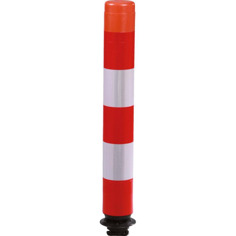K.57 Absperrpfosten ParkFlex, o.Zylinderfuß, rot-weiß reflektierend, Ø 100mm, 760mm