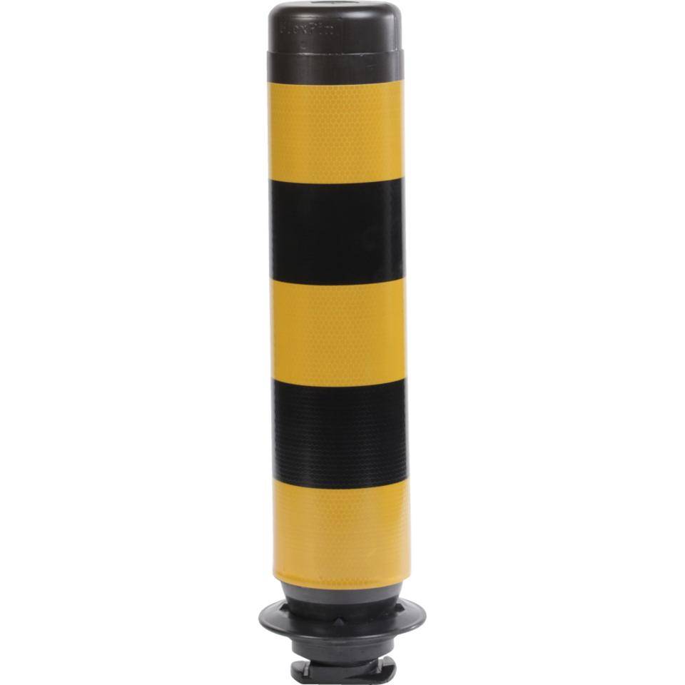 K.57 Absperrpfosten ParkFlex, o.Zylinderfuß, gelb/schwarz reflektierend, Ø100mm, 460mm