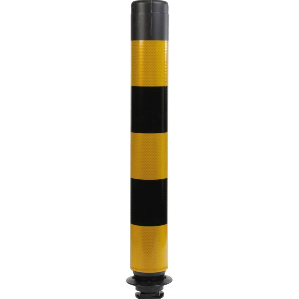 K.57 Absperrpfosten ParkFlex, o.Zylinderfuß, gelb/schwarz reflektierend, Ø100mm, 760mm