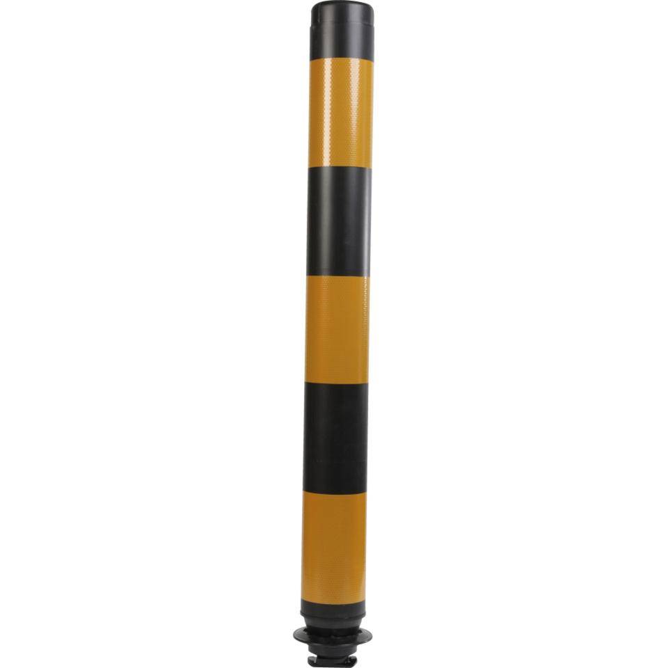 K.57 Absperrpfosten ParkFlex, o.Zylinderfuß, gelb/schwarz reflektierend Ø100mm, 1000mm