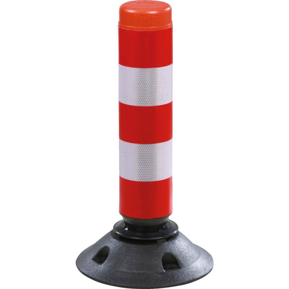 K.57 Absperrpfosten ParkFlex, mit Zylinderfuß, rot-weiß reflektierend, Ø 100mm, 460mm