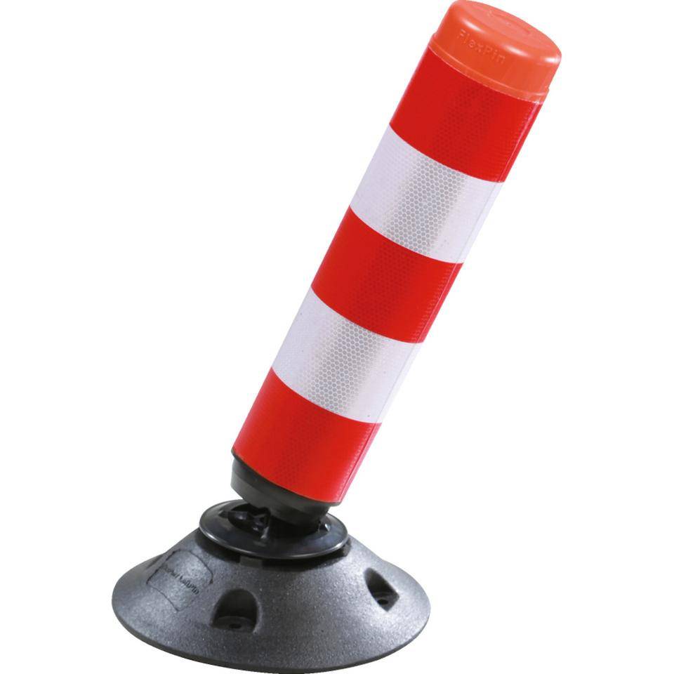 K.57 Absperrpfosten ParkFlex, mit Zylinderfuß, rot-weiß reflektierend, Ø 100mm, 460mm