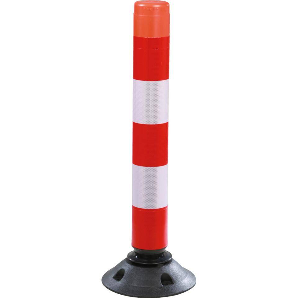 K.57 Absperrpfosten ParkFlex, mit Zylinderfuß, rot-weiß reflektierend, Ø 100mm, 760mm