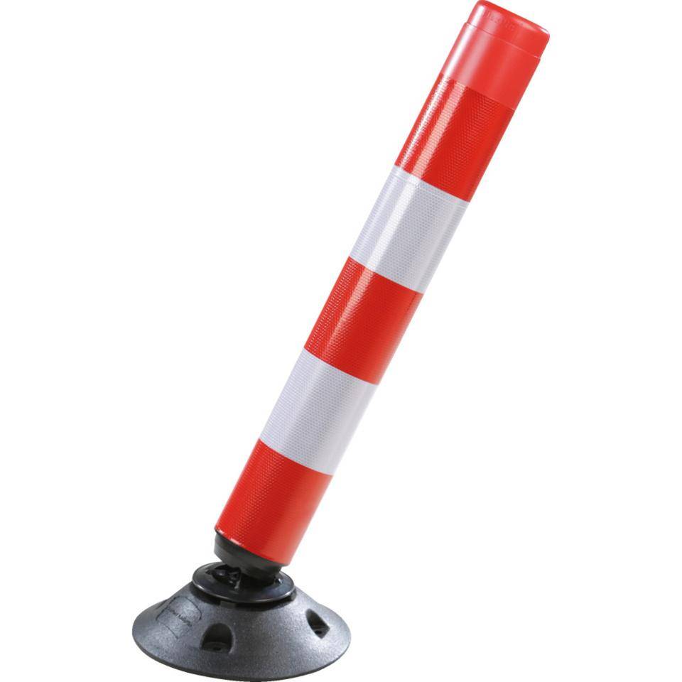 K.57 Absperrpfosten ParkFlex, mit Zylinderfuß, rot-weiß reflektierend, Ø 100mm, 760mm