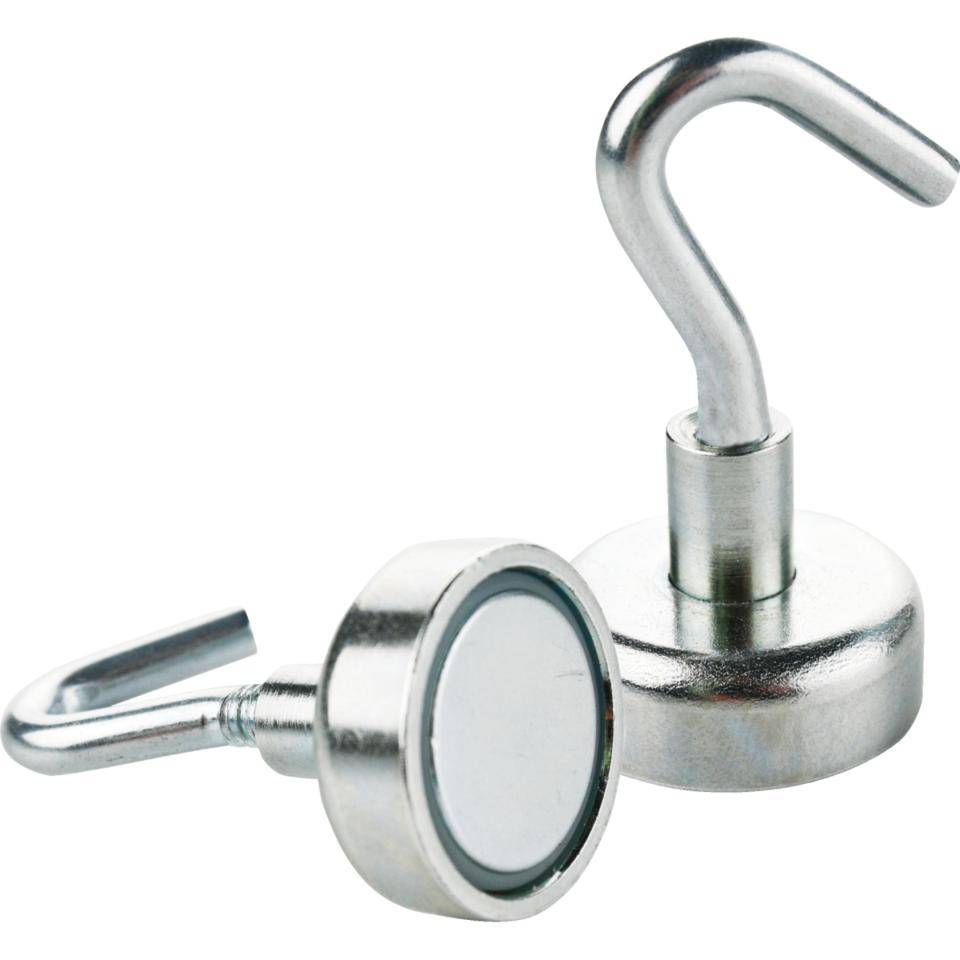 Magnethaken, zur flexiblen Mongtage, Tragkraft bis zu 10kg, Zink, Ø 20mm, 2/VE