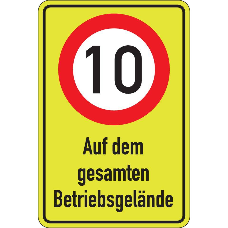 Kombischild Zulässige Höchstgeschw.10km/h,Betriebsgelä.,Aluminium RA2,600x900mm