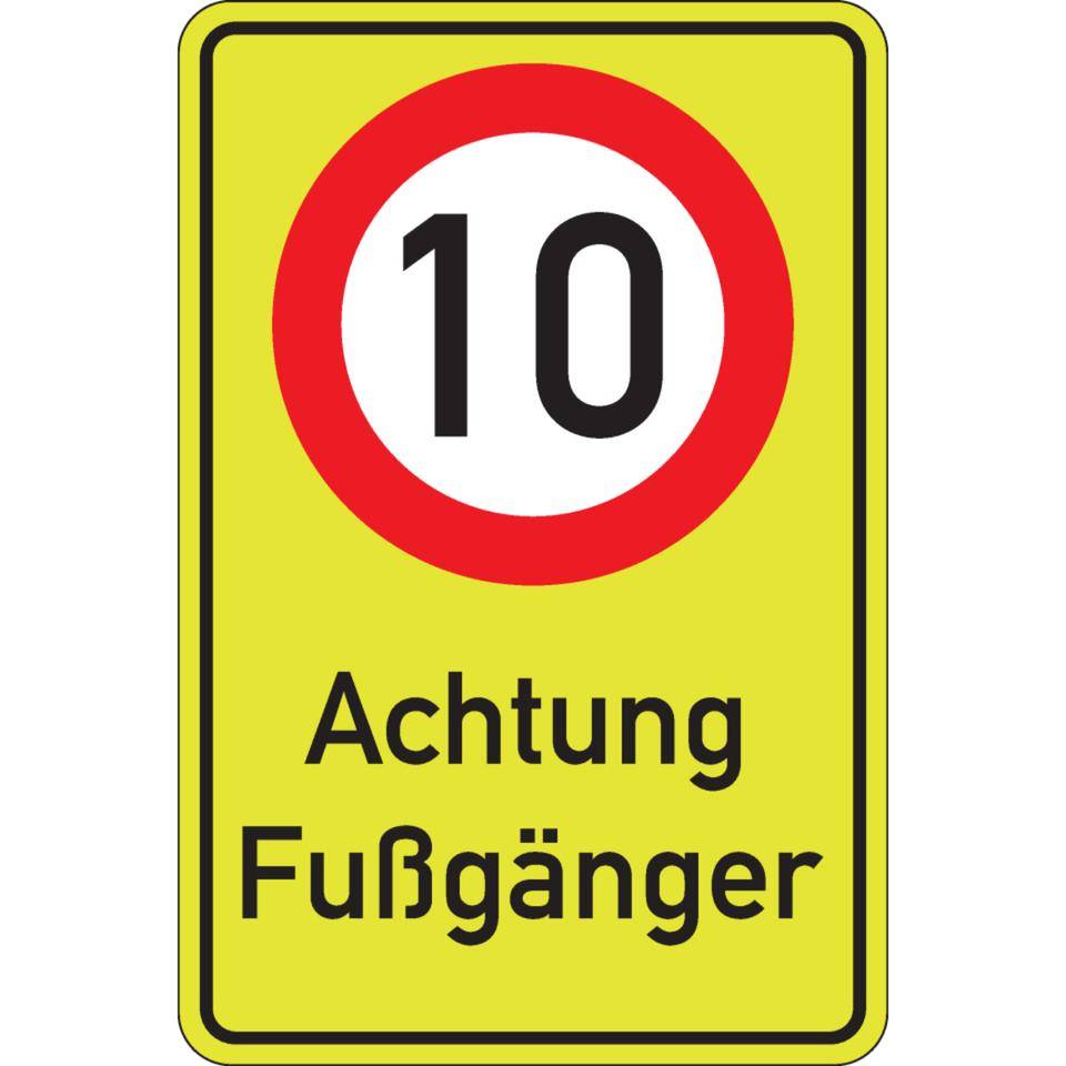 Kombischild 10 km/h - Achtung Fußgänger, Aluminium RA2, 600x900mm