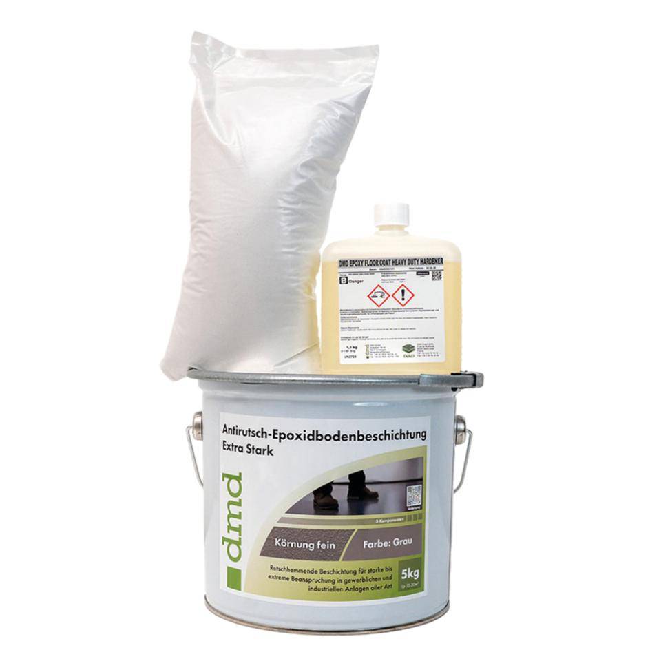 Antirutsch-Epoxidbodenbeschichtung Extra Stark Körnung Fein, grau, 10kg