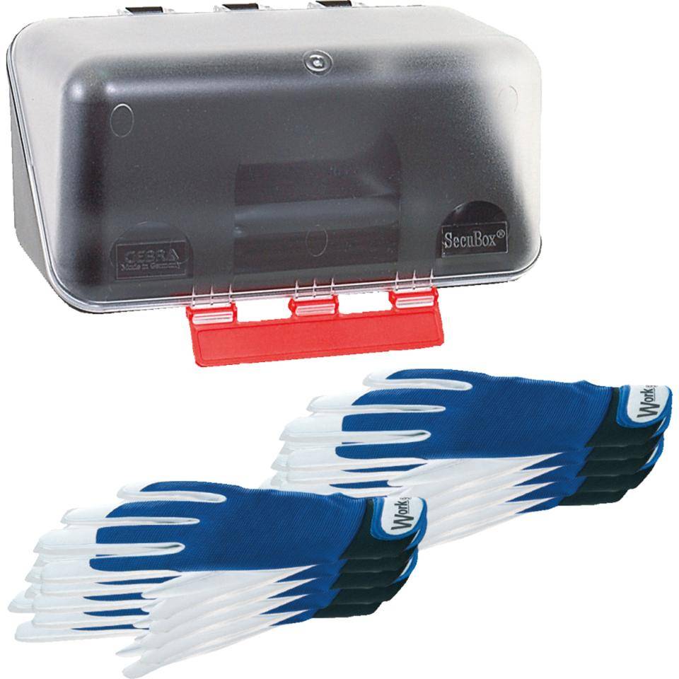 Vorteils-Set SecuBox Mini, 10x Schutzhandschuh Secucrip® VS, Größe 10