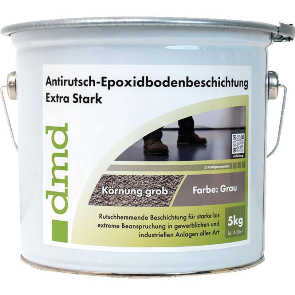 Antirutsch-Epoxidbodenbeschichtung Extra Stark Körnung Grob, grau, 10kg