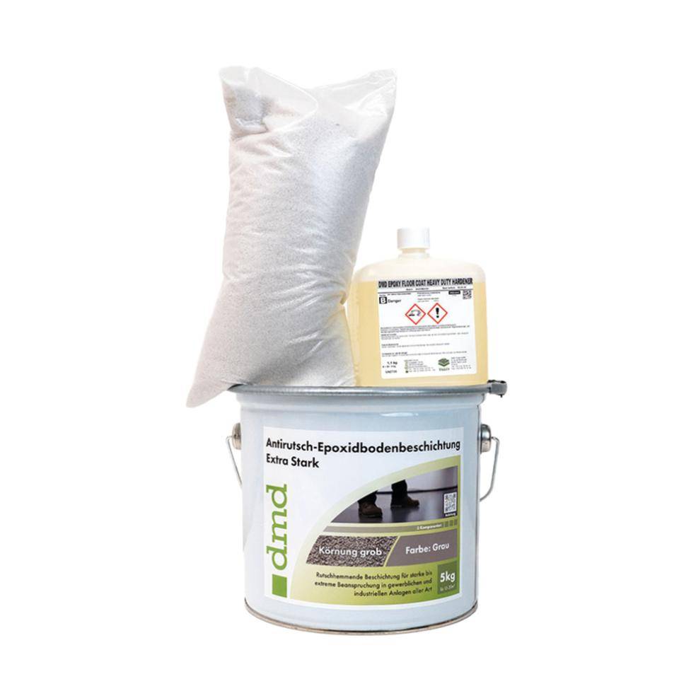 Antirutsch-Epoxidbodenbeschichtung Extra Stark Körnung Grob, grau, 10kg