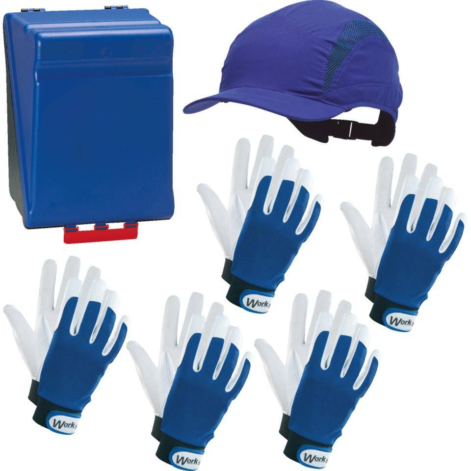 Vorteils-Set SecuBox Maxi, 3M Kappe First Base 3, 5x Work Handschuh SecuGrip®VS