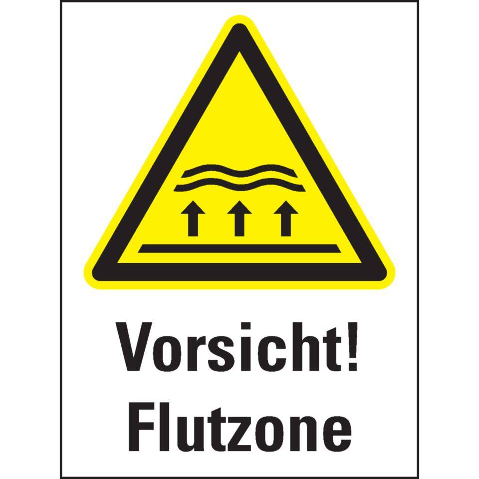 Warn-Kombischild Warnung vor Flutzone, ISO, Aluminium, 300x400mm