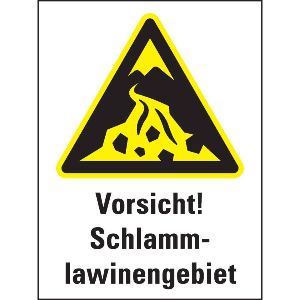 Warn-Kombischild Warnung vor Schlammlawinengebiet, ISO, Aluminium, 300x400mm