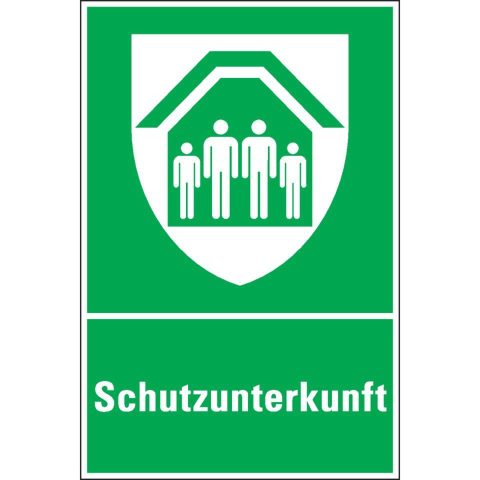 Rettungs-Kombischild Schutzunterkunft, ISO, Aluminium, 400x600mm