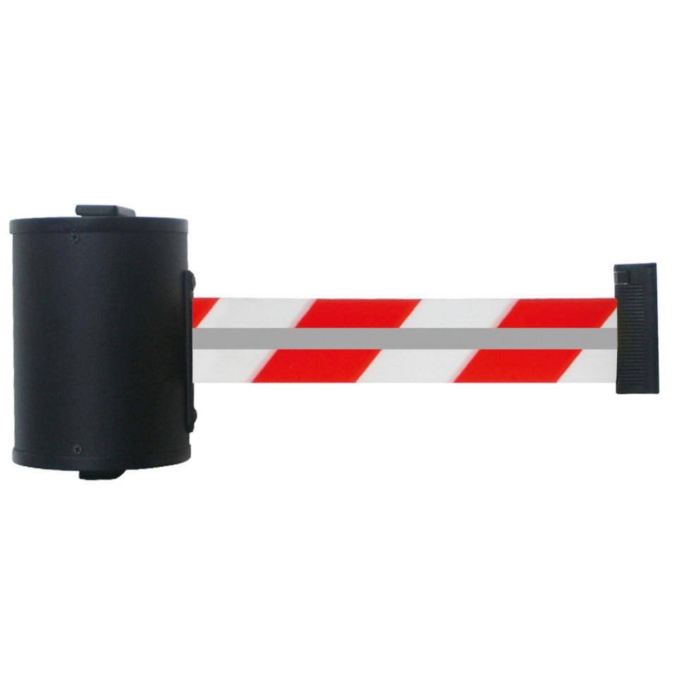 RS-GUIDESYSTEMS Wandkassette, Gurt: rot/weiß schraffiert, Reflexstreifen, 7m