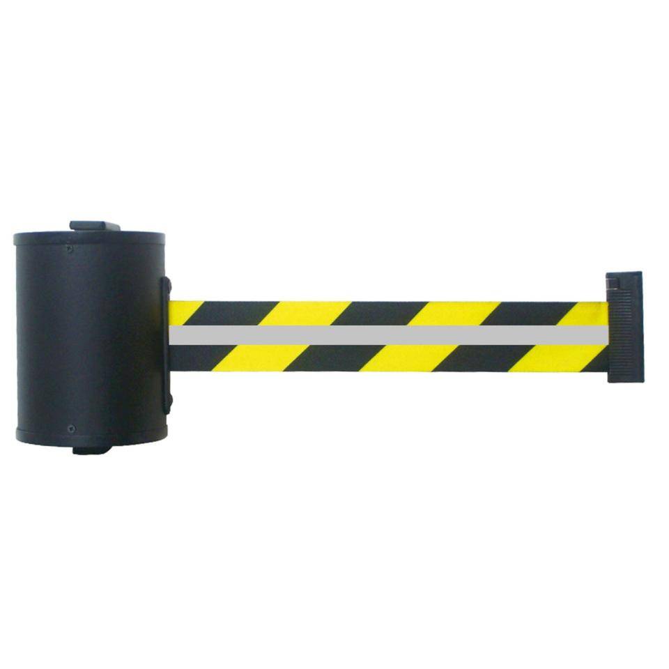 RS-GUIDESYSTEMS Wandkassette, Gurt: gelb/schwarz schraffiert, Reflexstreifen, 7m