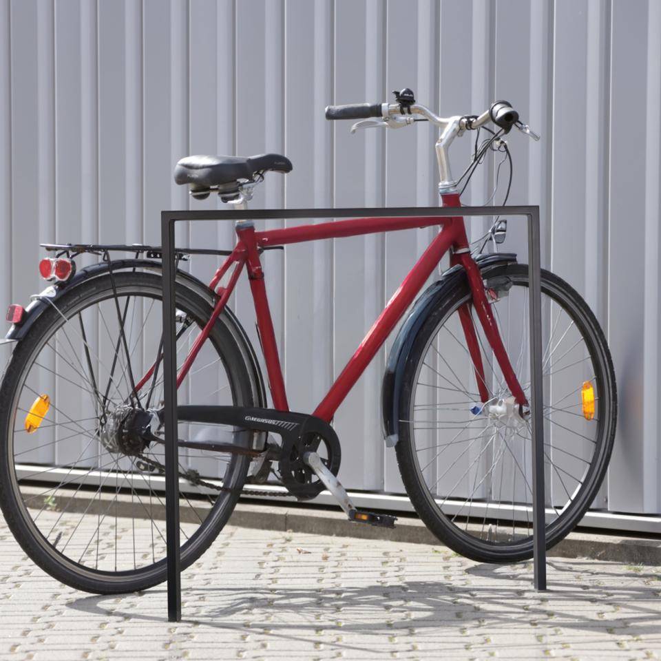 K.57 Fahrrad-Anlehnbügel Edge, zum Einbetonieren, anthrazit, Rechteckrohr, 900x800mm (1200mm)