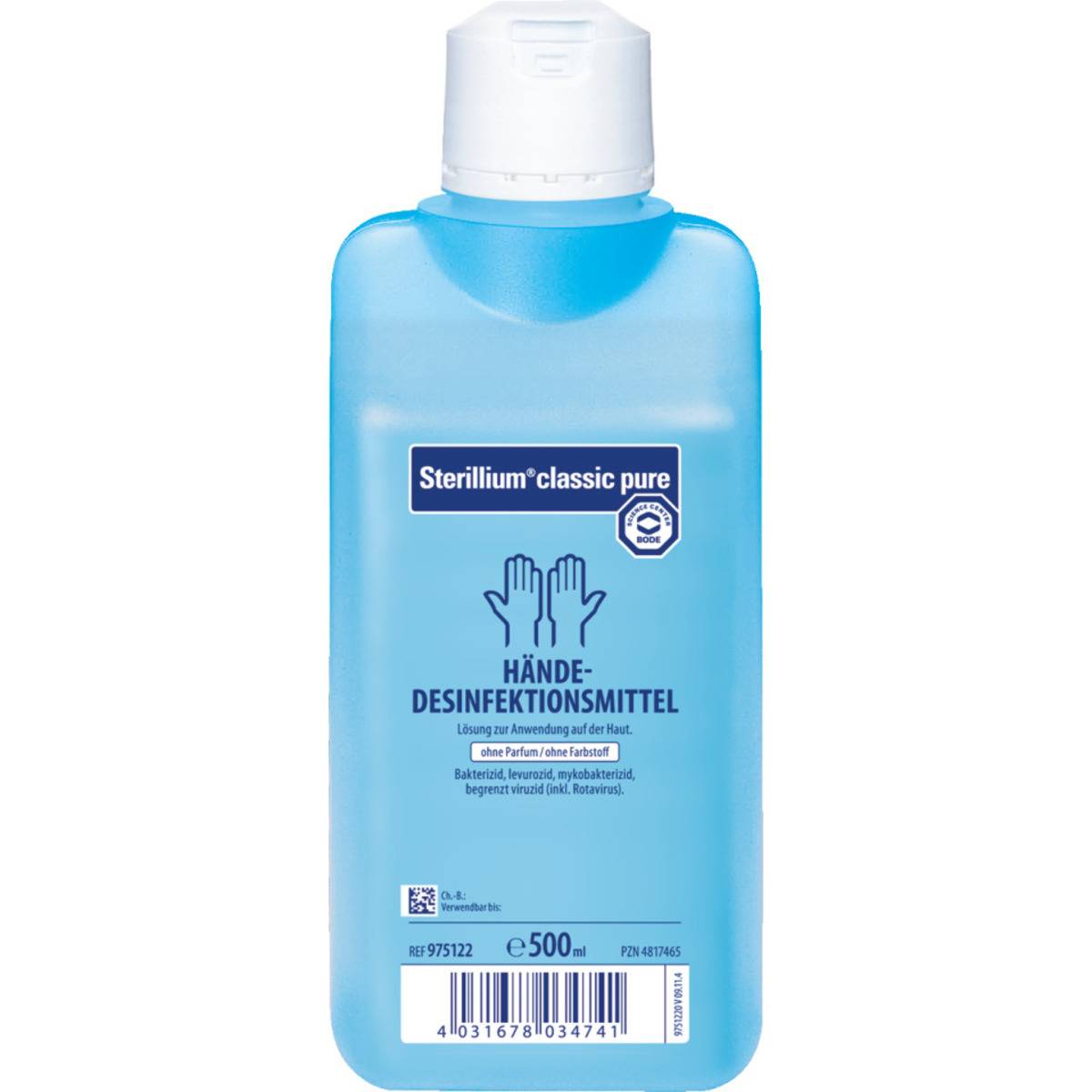 Eine blaue Flasche mit 