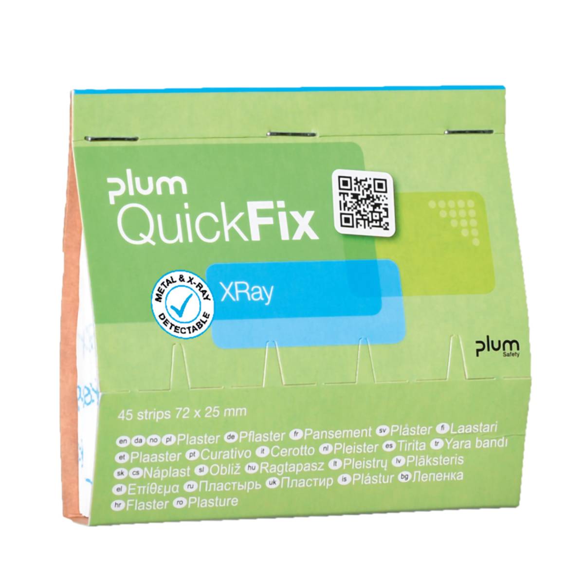 Verbandkastenbox mit Etikett „plum QuickFix XRay