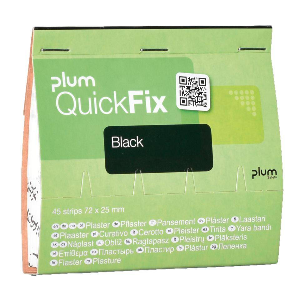 Nachfüllpack QuickFix Pflaster Black, schwarz, 72x25mm, 270/VE
