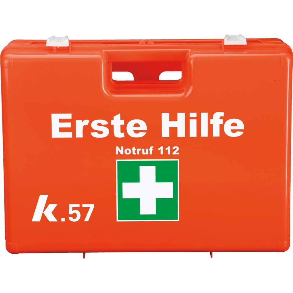 K.57 Erste-Hilfe-Koffer Pro mit Schriftzug Notruf 112, DIN 13169, leuchtorange 