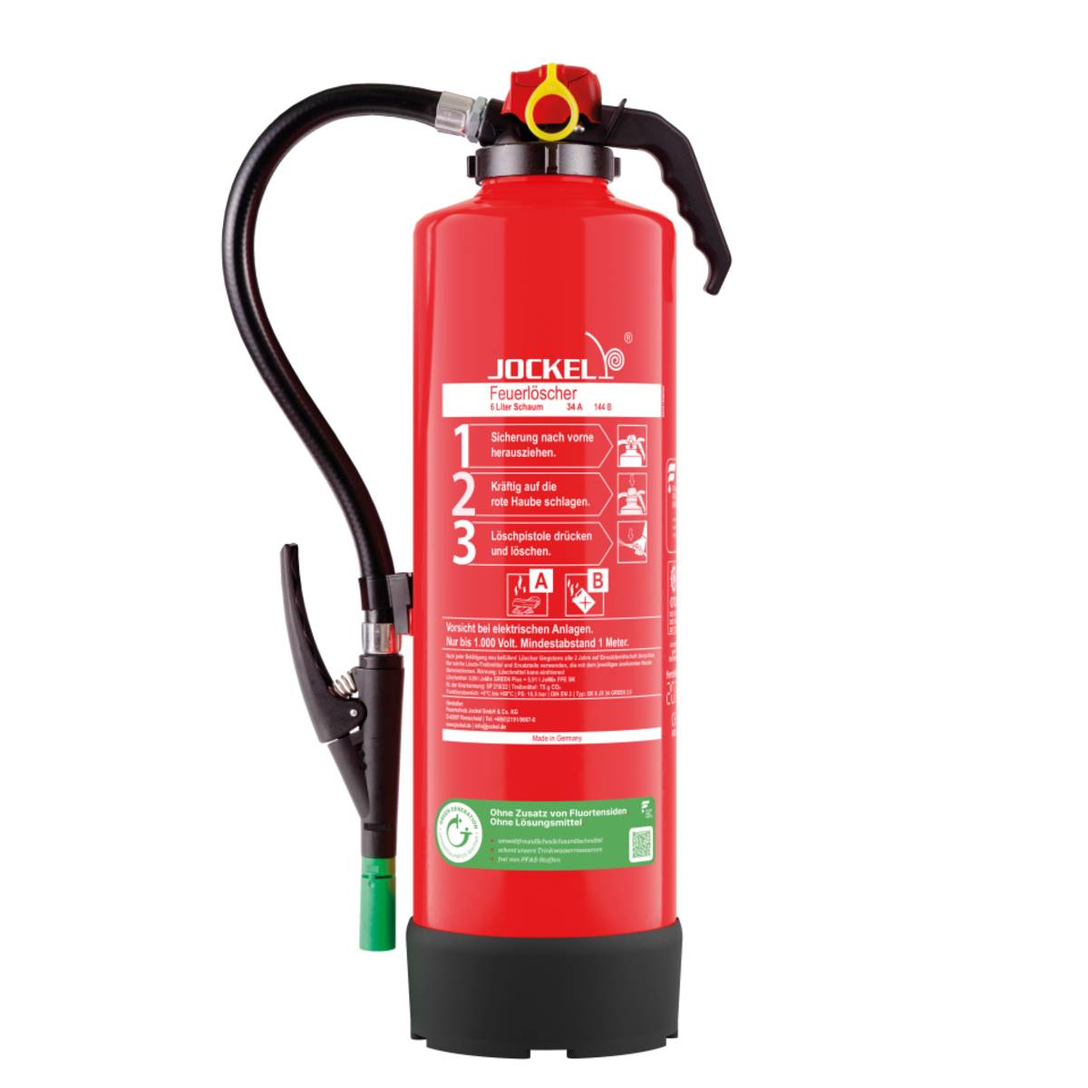 JOCKEL Auflade Schaumfeuerlöscher GREEN 2.0, 6 l, 595x185x149mm, 11,2kg