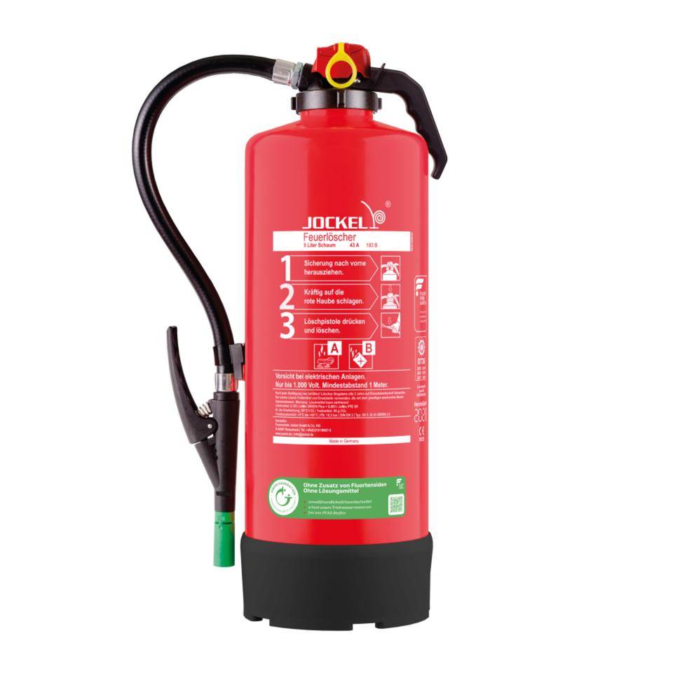 JOCKEL Auflade Schaumfeuerlöscher GREEN 2.0, 9 l, 595x190x200mm, 15,7kg