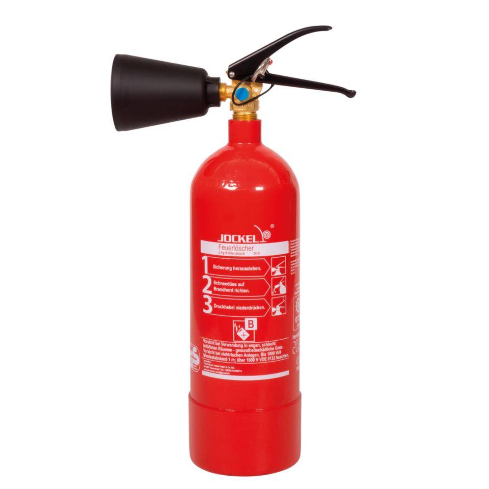JOCKEL CO2 Dauerdruck-Feuerlöscher, Brandklasse B, 2kg, 490x165x130mm, 7,3kg