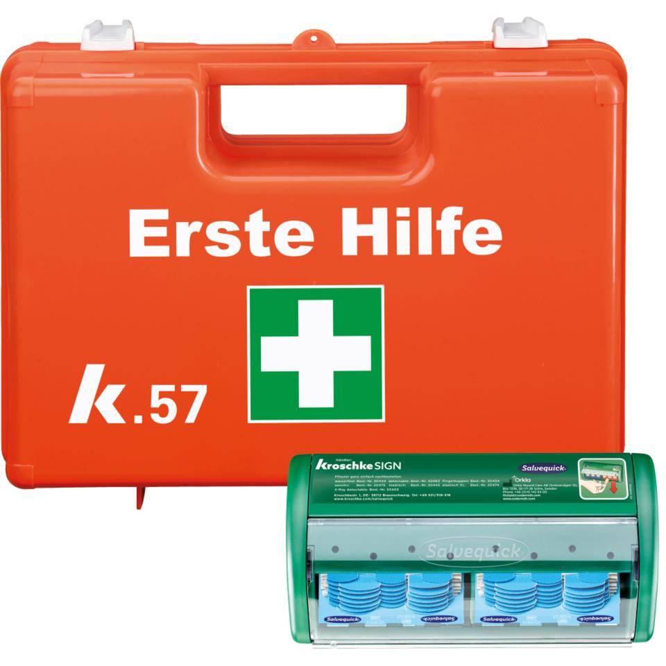 Starter-Set K.57 Erste-Hilfe-Koffer DIN 13157,Pflasterspender,detektierb.Strips
