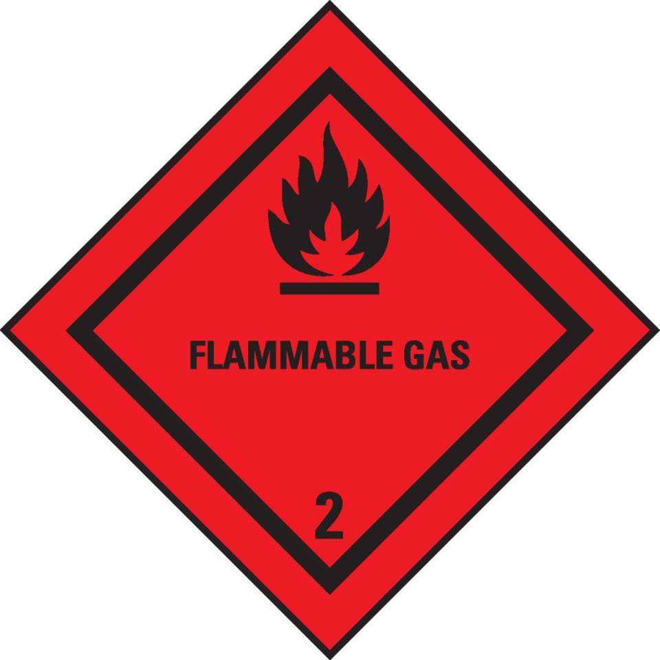 Verpackungskennzeichen Klasse 2.1, FLAMMABLE GAS, Haftpapier, 50x50mm, 500/Rolle
