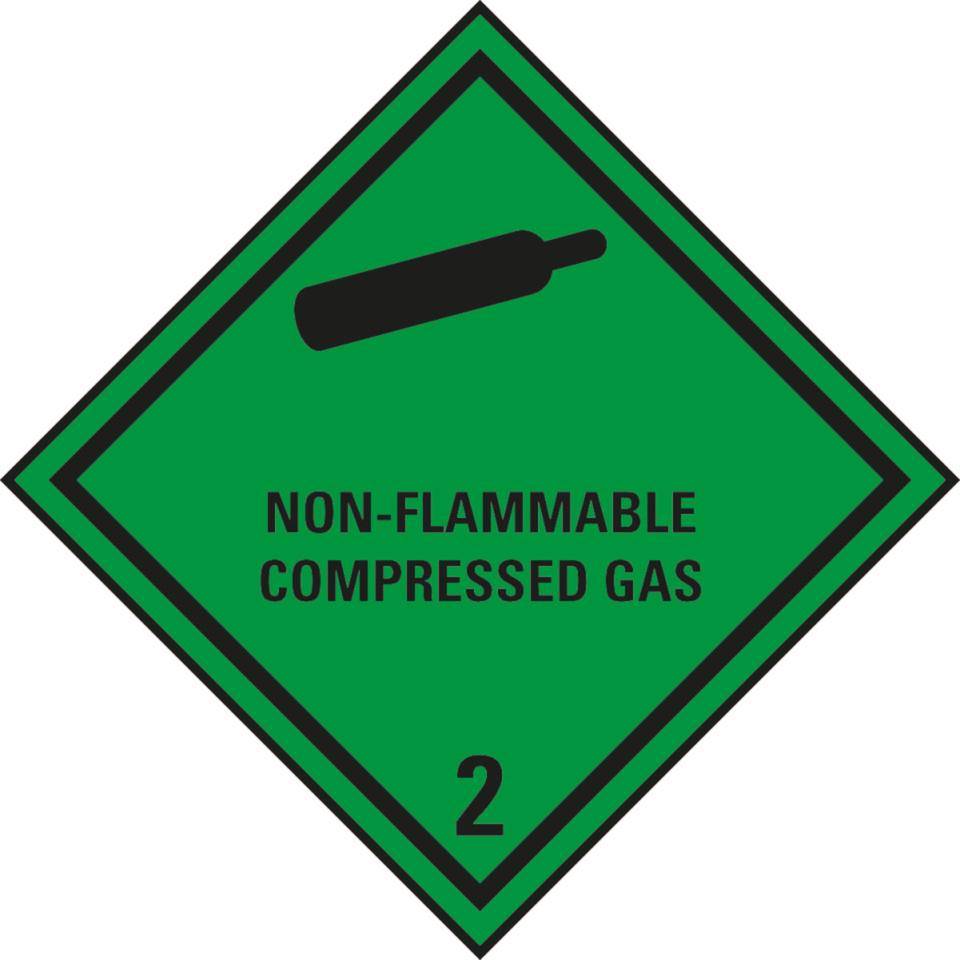 Verpackungskennzeichen Klasse 2.2, Non-Flammable, Folie, seewasserbeständig, 50x50mm