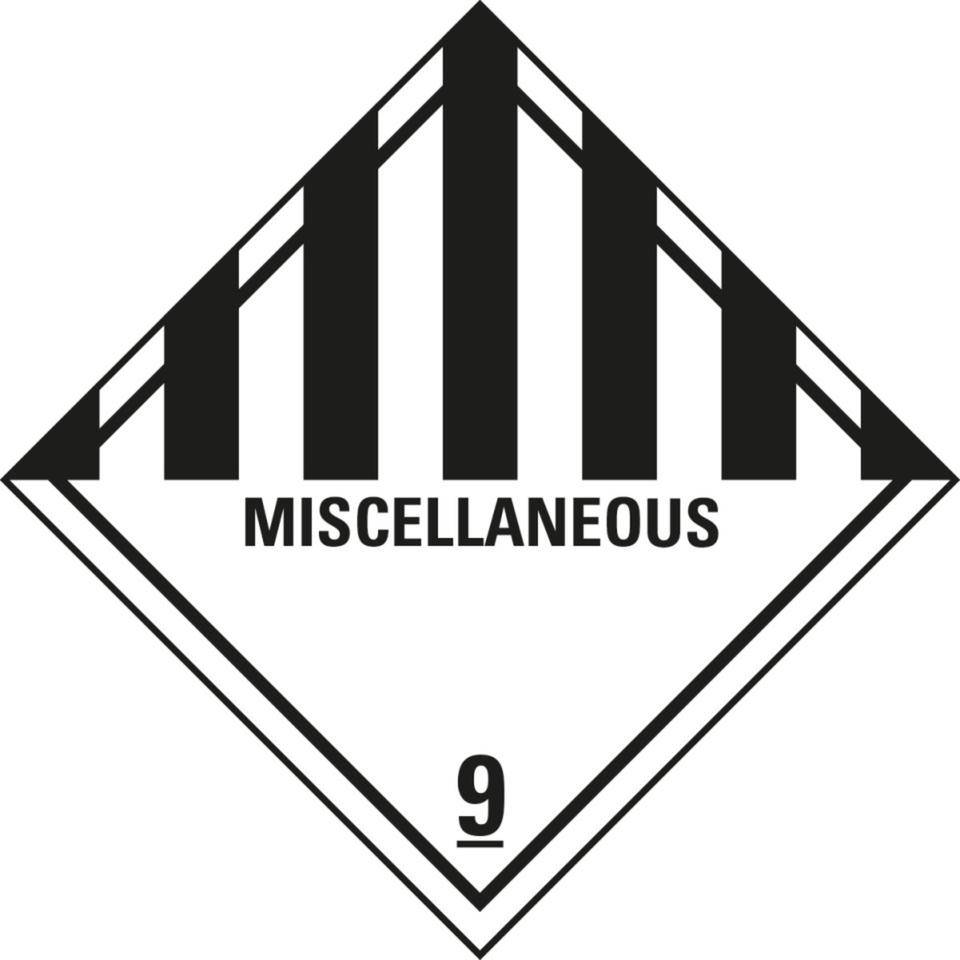 Verpackungskennzeichen Klasse 9, Miscellaneous, Folie, seewasserbeständig, 50x50mm