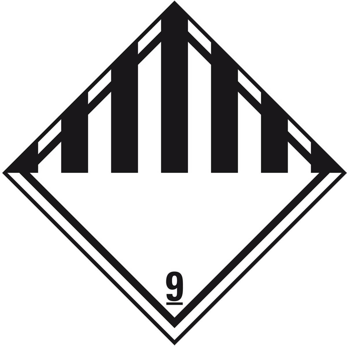 Verpackungskennzeichen Kl.9 Verschiedene gefährliche Stoffe, Folie, seewasserbeständig, 100x100mm, 500/Rolle