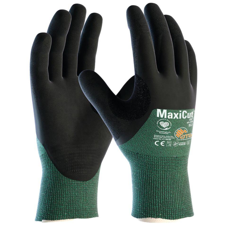 ATG Schnittschutzhandschuh MaxiCut® Oil™ 44-305, Kat.II, grün/schwarz, Größe 8