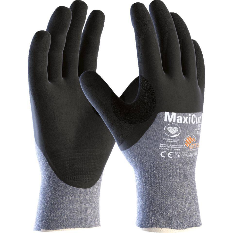 ATG Schnittschutzhandschuh MaxiCut® Oil™ 44-505, Kat.II, schwarz/blau, Größe 7