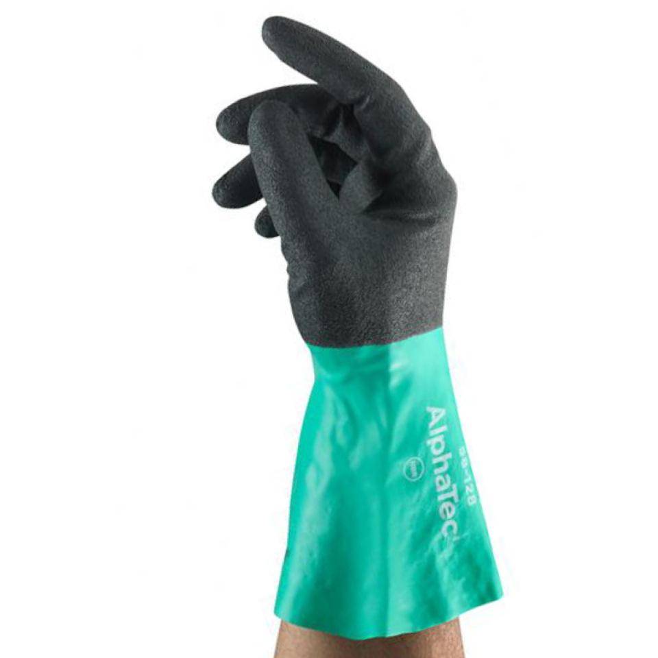Ansell AlphaTec® Schutzhandschuh 58-128, Kat.III, grün/anthrazit, 280mm, Größe 9