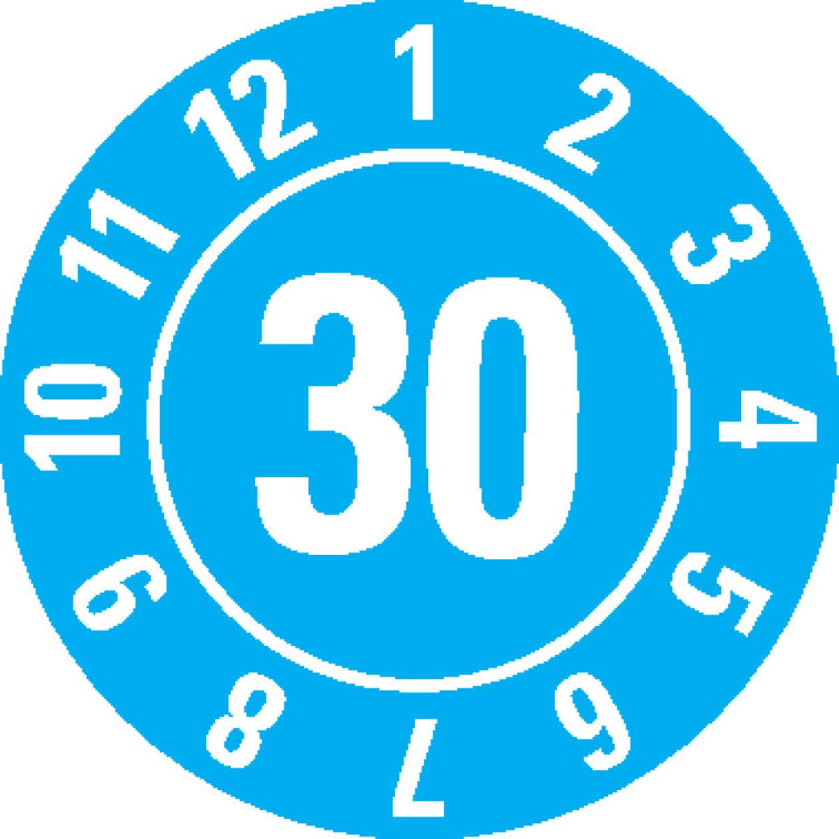 Eine blaue kreisförmige Grafik mit der Zahl „30