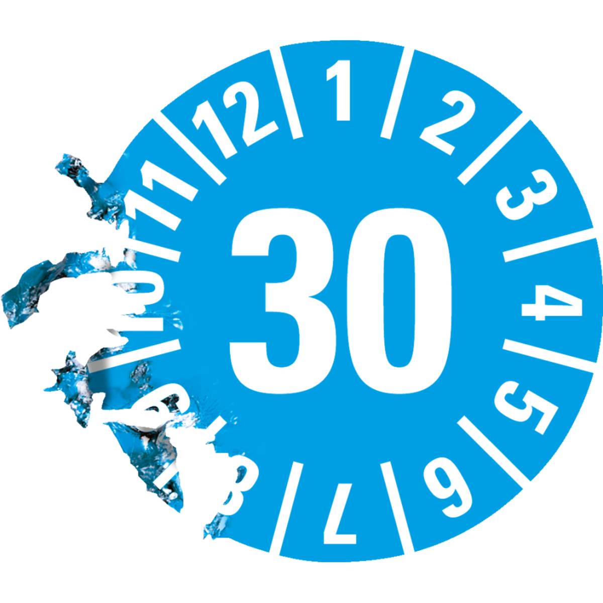 Ein blauem Rundinstrument mit der Nummer „30